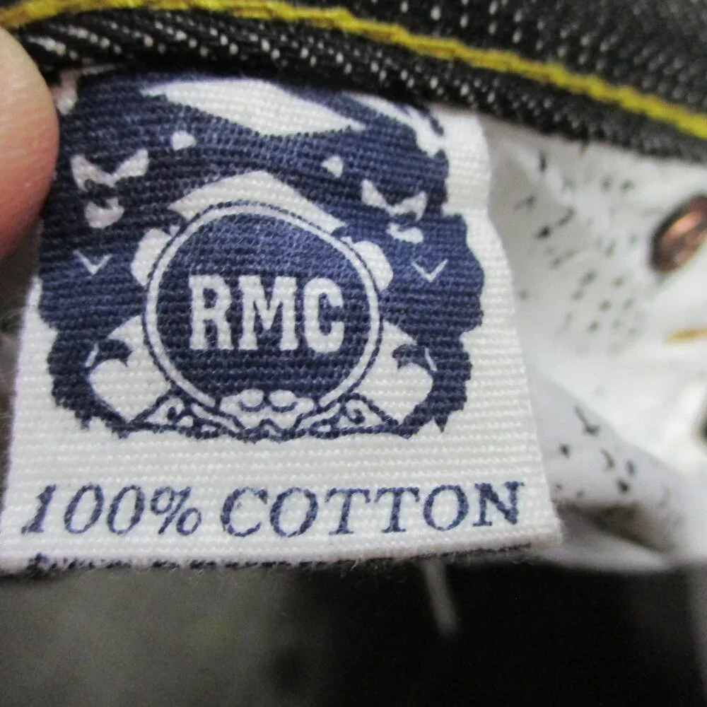 RMC Wave Jeans Mens 30 Tall 35" Inseam Black Embroidered Logo Flower Red Monkey - Picture 7 of 13